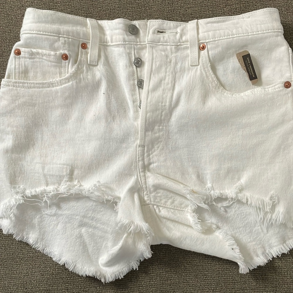 Brand new white 501 Levi shorts.